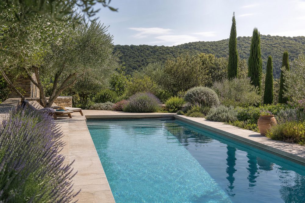 Piscine de jardin à La Canourgue (Lozère)